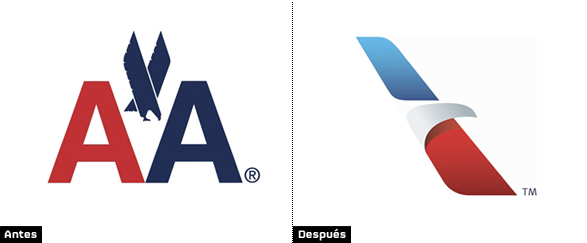 comparacion del logo de american airlines antiguo y nuevo tras rediseño