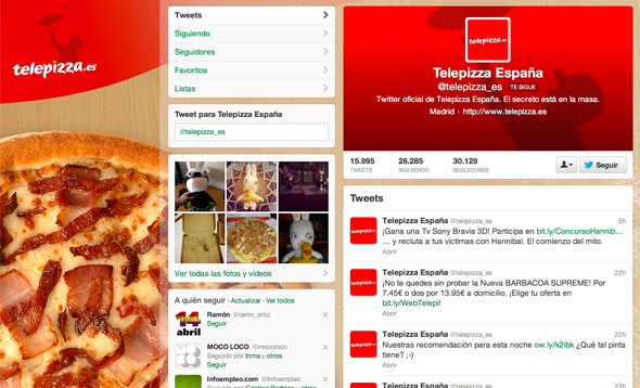 Telepizza imagen de la cuenta de twitter con el nuevo rediseño del logotipo